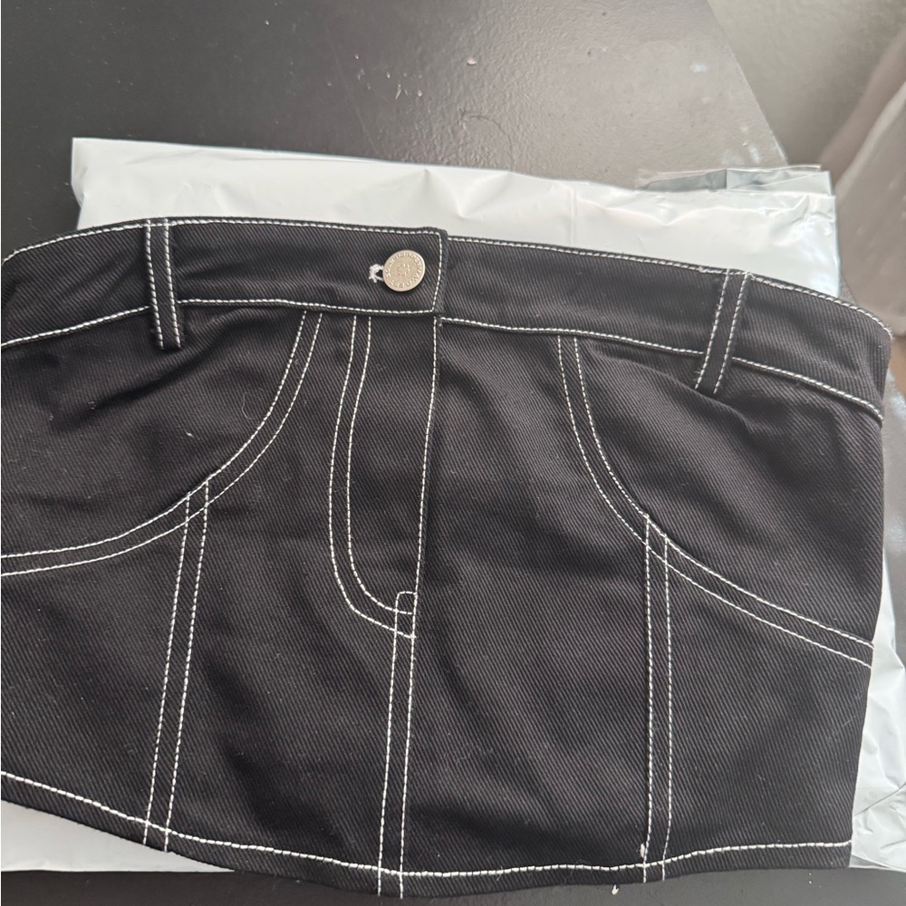 Peppermayo Black tube topwith White Stitching